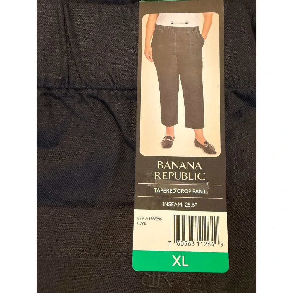 NWT Banana Republic Women XL Black Tapered Crop Pant Linen Lyocell Blend Coastal